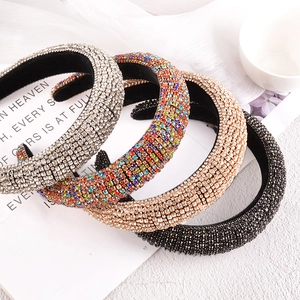 Baroque padded sponge headbands with sparkling rhinestones in four classic colors
