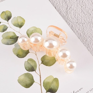 Eleganter bernsteinfarbener Perlen-Haarclip für Damen modisches französisches Haarstyling
