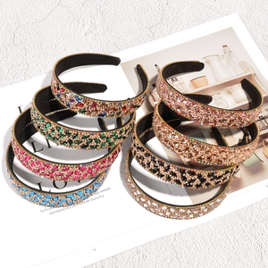 Baroque Vintage Wide Headband For Women Luxury Pave Rhinestone Beaded Palace Style Hair Hoop Wedding Party Hair Accessories
