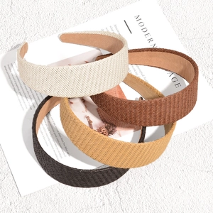 Retro Raffia Woven Wide Headband For Women Simple Fashion Straw Weave Hair Band Bohemian Style Hair Accessory