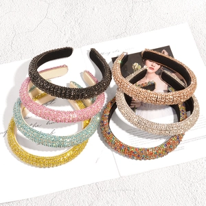 Luxury Padded Rhinestone Headband Vintage Palace Style Sparkling Crystal Hair Hoop For Women Fashion Wedding Party Accessories