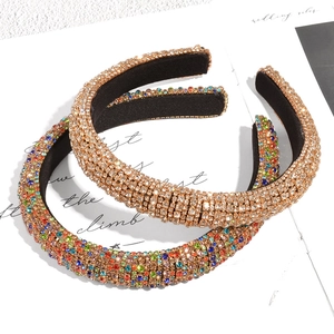 Sparkly rhinestone sponge headbands in champagne and rainbow colors for women