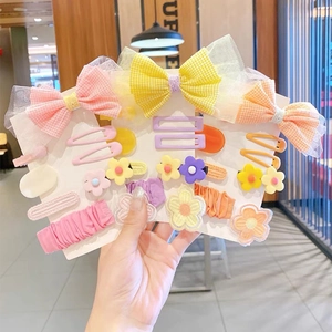 Molletta per Capelli per Ragazze in Stile Coreano con Fiocco e Fiori in Tessuto Mesh Floreale BB Clip per Bambini