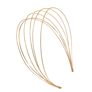 Elegant multilayer gold wave metal headband with thin pearl and rhinestone details