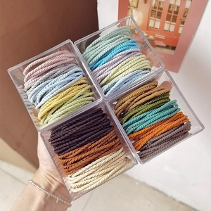 High Elasticity Colorful Spiral Woven Hair Ties For Women Durable Hair Ropes Seamless Non Damaging Hair Bands With Clear Box