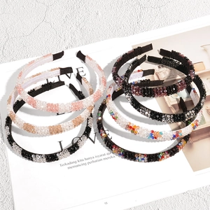Women Rhinestone Crystal Beaded Headband Handmade Elegant Hair Hoop For Daily Party Wedding Hair Accessories For Women