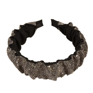 Sparkly full rhinestone pleated headband for women with vintage crystal wide hair hoop