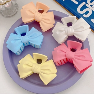 Pince à Cheveux Nœud Papillon en Acrylique Mat Grande Couleur Macaron Élégante Pince à Cheveux Antidérapante Pour Femme Coiffure Quotidienne