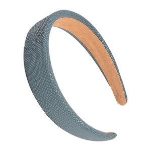 Classic blue leather headband with scale texture and wide sponge design for women