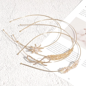 Vintage Gold Alloy Rhinestone Bow Leaf Starburst Headband Elegant Thin Metal Hairband For Women Girls Daily Party Hair Accessories