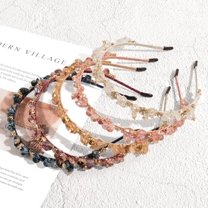 Baroque Rhinestone Crystal Beaded Headband For Women Elegant Thin Hair Hoop Handmade Sparkling Jewelry Hair Accessories