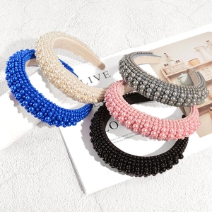 Serre-tête Baroque Rembourré en Künstliche Perles d'Imitation Bandeau en Éponge Épaissi pour Femmes Élégant Rétro Accessoires de Cheveux