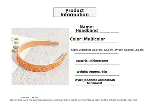 Detail view of orange crystal headband measuring 12.5cm in diameter and 2.5cm in width