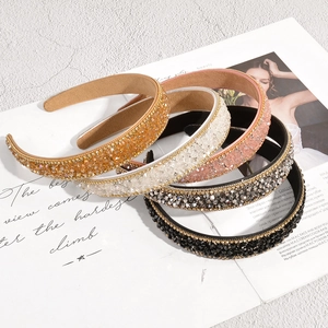 Set of four baroque headbands with sparkling rhinestones in assorted colors for women