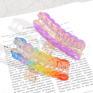 Pinces à cheveux translucides couleurs bonbon avec texture chaîne et dégradé arc-en-ciel