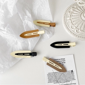 Elegant 5-piece matte earth tone hair clip set with minimalist duckbill metal design
