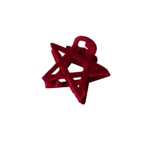 Mini pince à cheveux étoile floquée rouge foncé avec texture velours pour femmes et filles