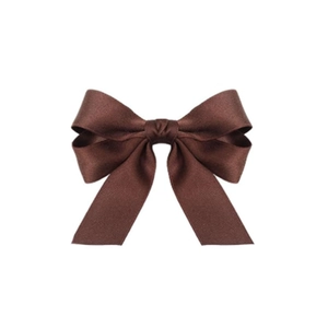 Elegant dark brown ribbon bow hair clip with textured fabric for women's hair styling