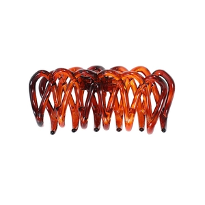 Pince à cheveux marron ambre au design évidé et large structure géométrique élégante