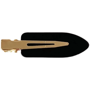 Elegant gold metal duckbill hair clip with black velvet pad for seamless styling