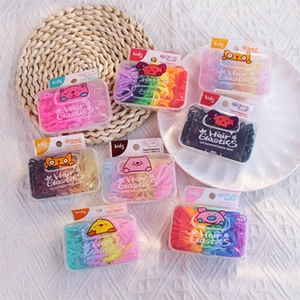 Kids Cute Cartoon Hair Elastics Set High Elasticity Colorful Rubber Bands With Portable Storage Box For Girls Hair Accessories