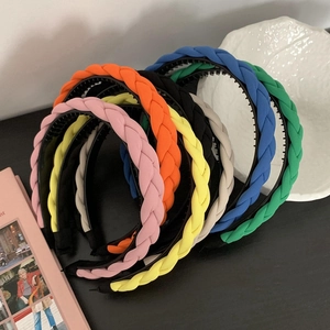 Braided candy color sponge headbands with anti-slip teeth in multiple vibrant colors