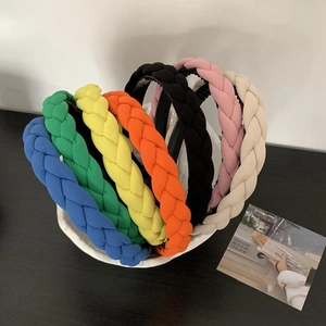 Candy Color Braided Headband Non-Slip Tooth Hairband Fabric Twist Hair Accessory For Women Girls Sweet Korean Style Daily Headwear