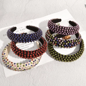 Baroque Padded Rhinestone Headband For Women Vintage Sparkly Crystal Sponge Hair Band Fashion Pearl Hair Accessories