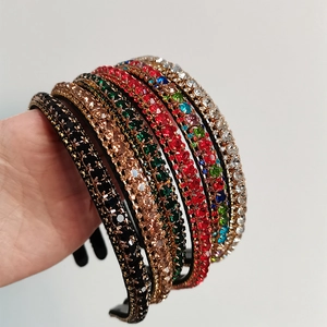 Elegant rhinestone headband set with non-slip teeth for women in six various colors