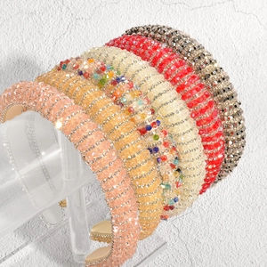 Barock Pflastern Strass Breiter Stirnband Für Damen Handgemachte Kristall Perlen Haarreif Luxus Hochzeit Party Haarschmuck
