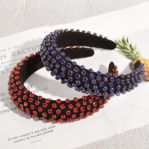 Luxury rhinestone padded headbands in red and blue colors for elegant hair styling