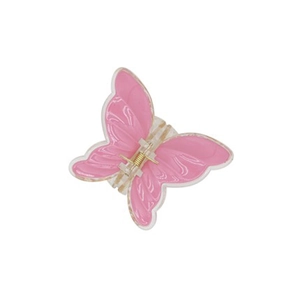 Elegant pink butterfly hair claw clip with glossy finish and durable golden spring
