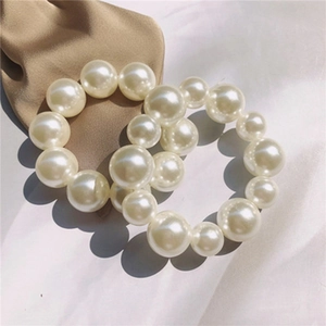 Eleganter Imitationsperlen Haargummi Armband Für Damen Sanfter Stil Elastische Große Künstliche Perle Scrunchies Haarschmuck Für Hochzeit Alltag Party