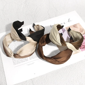 French Style Satin Knotted Headband Cross Wide Hair Band Minimalist Color Block Hair Hoop Fashion Hair Accessories For Women