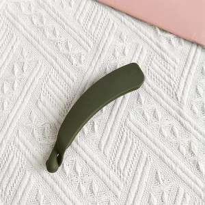 Matte army green banana hair clip with non-slip teeth for secure ponytail styling
