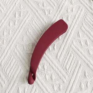 Matte wine red banana hair clip with non-slip teeth for ponytail styling