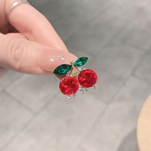 Mini Pince à Cheveux Cerise en Alliage Strass Petite Barrette à Fruits Élégante et Douce Barrette Latérale pour Femmes Accessoires Cheveux