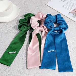 Scrunchie in Satin Con Fiocco a Nastro e Künstliche Perle Sintetiche Elastico per Capelli Accessori per Capelli Donna Ragazza