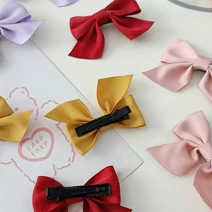 Barrettes à cheveux nœud en tissu coloré avec pinces bec de canard en métal pour filles mignonnes