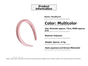Detailed specs for the pink satin sponge headband with measurements and material list