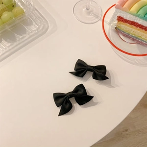 Lot de deux barrettes à nœuds en satin noir pour filles, accessoires de cheveux élégants