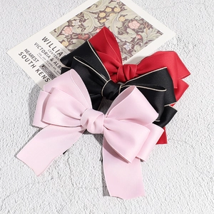French Elegant Large Satin Bow Hair Clip For Women Long Streamers Double Layer Hairpin Spring Clip Back Of Head Hair Accessories