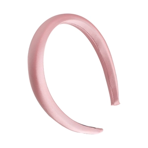 Pink satin padded headband with high sponge top for women, minimalist hair accessory