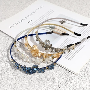 Chic baroque headbands with crystal beaded flower designs in four elegant colors