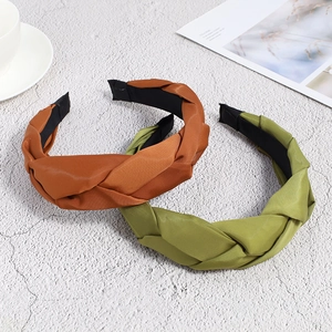 Elegant braided velvet headbands in orange and green, French style hair accessory set
