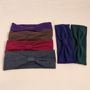 Solid Color Elastic Knitted Bow Hairband For Women Sporty Yoga Wide Headband Soft Fabric Hair Accessories Headwear