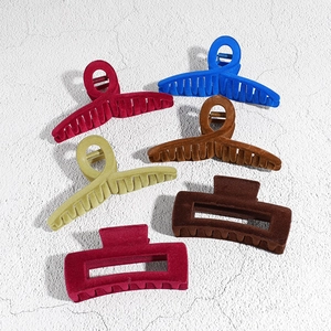 Large Flocked Hair Claw Clip Square Geometric Shark Clip For Women Autumn Winter Velvet Finish Elegant Hair Accessories