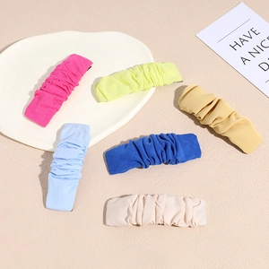 Women Ruched Fabric Hair Clip Sweet Pleated Hairpins Korean Minimalist Ruched Snap Clips Ruched Side Clip Hair Accessories