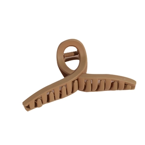 Grande pince à cheveux mate marron en acrylique avec design élégant en spirale