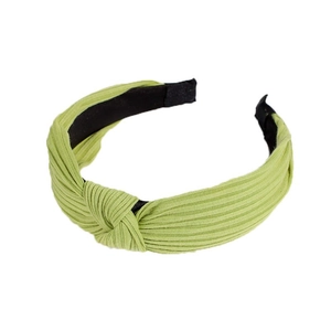 Fashionable grass green knotted headband with ribbed texture for sports and daily wear